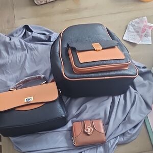 Stylish Black and Brown Men's Backpack and Bag Set